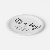 青いハートのベビーシャワー|それは男の子です ペーパープレート (アングル)