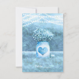 青いハートのメイソンジャーとベイビーズブレス テーブルナンバー