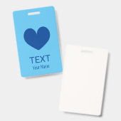 青いハートのロゴが入ったカスタムネームバッジ バッジ (正面&裏面)