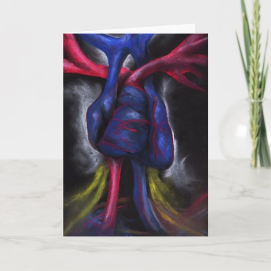 青いハートの元の芸術の挨拶状の音 カード (正面)