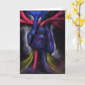 青いハートの元の芸術の挨拶状の音 カード (黄色い花)