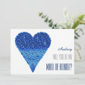 青いハートの形あなたが私のメイド・オブ・オーナー（花嫁付き添い人） 招待状 (スタンド正面)