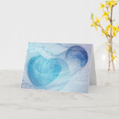 青いハートの旋回空白のグリーティングカード カード (黄色い花)