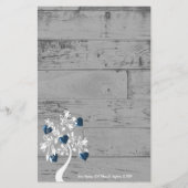 青いハートの木パーソナライズされた文具 便箋 (正面)