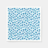 青いハートの水彩模様 スタンダードカクテルナプキン (正面)