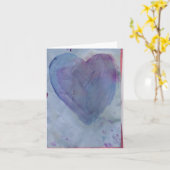青いハートの水彩画のメッセージカード カード (黄色い花)