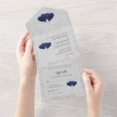 青いハートの結婚バルーンをすべて1つの招待状 オールインワン招待状 (貼ってはがせる)