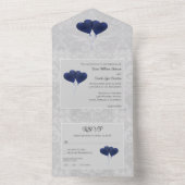 青いハートの結婚バルーンをすべて1つの招待状 オールインワン招待状 (内側)