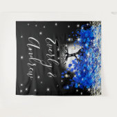 青いハートの葉の木 ボヘミアンワディングタペストリー タペストリー (正面(横))