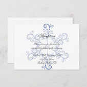 青いハートの雪の結晶　ウェディング　レセプション エンクロージャーカード (正面/裏面)