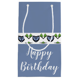 青いハートアクセント スモールペーパーバッグ