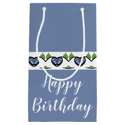 青いハートアクセント スモールペーパーバッグ (正面)