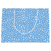 青いハートオンホワイト ラージペーパーバッグ (正面)