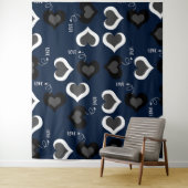 青いハートパターンデザイン タペストリー (インサイチュ)