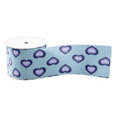 青いハートパターン グログランリボン (リール)