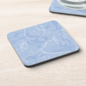 青いハートパターン コースター (左側)