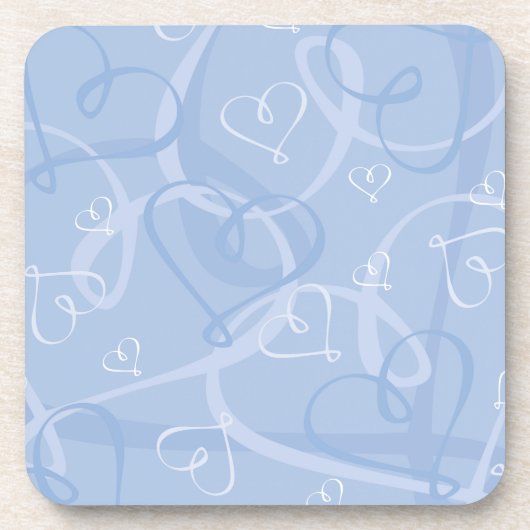 青いハートパターン コースター (正面)