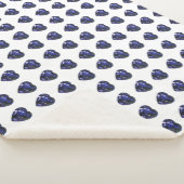 青いハートパターン シェルパブランケット (3/4)