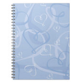 青いハートパターン ノートブック (正面)