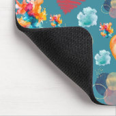 青いハートパターン マウスパッド (コーナー)