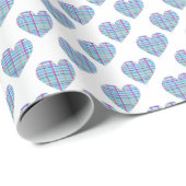 青いハートパターン ラッピングペーパー (ロールコーナー)