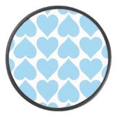 青いハートパターン、ロマンチック、愛 アイスホッケーパック (正面)