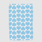 青いハートパターン、ロマンチック、愛 ゴルフタオル (正面)