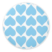 青いハートパターン、ロマンチック、愛 セラミックノブ (正面)