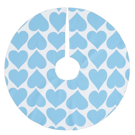 青いハートパターン、ロマンチック、愛 ブラッシュドポリエステルツリースカート (正面)