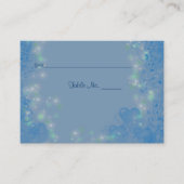 青いハートパーソナライズされたの結婚テーブル プレイスカード (正面)