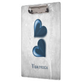 青いハートパーソナライズされたクリップボード クリップボード (左)