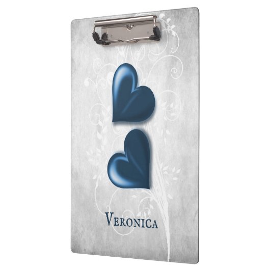 青いハートパーソナライズされたクリップボード クリップボード (左)