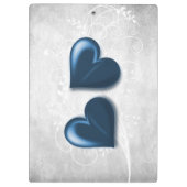 青いハートパーソナライズされたクリップボード クリップボード (裏面)