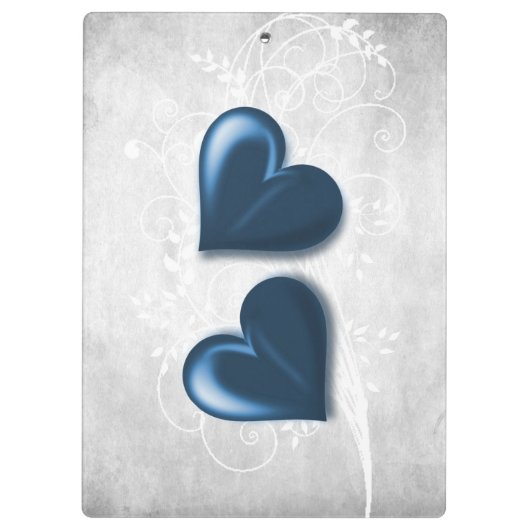 青いハートパーソナライズされたクリップボード クリップボード (裏面)