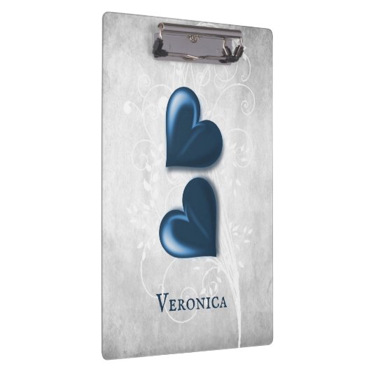 青いハートパーソナライズされたクリップボード クリップボード (右)