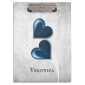 青いハートパーソナライズされたクリップボード クリップボード (正面)