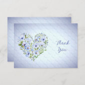 青いハートフローラサンキューカード サンキューカード (正面/裏面)
