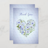 青いハートフローラサンキューカード サンキューカード (正面/裏面)