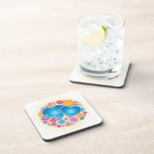 青いハートフローラ コースター (右側)