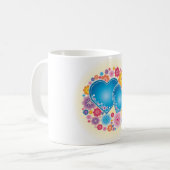 青いハートフローラ コーヒーマグカップ (正面左)