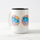 青いハートフローラ ツートーンマグカップ (正面左)