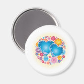 青いハートフローラ マグネット (正面/裏面)