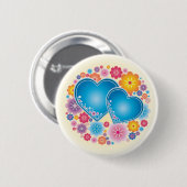 青いハートフローラ 缶バッジ (正面&裏面)