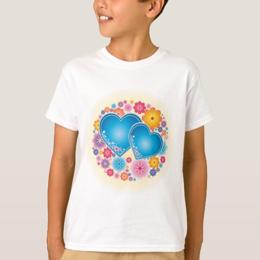 青いハートフローラ Tシャツ (正面)