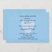 青いハートベビーシャワー 招待状 (正面/裏面)