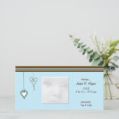 青いハートベビー発表写真カード 案内状 (スタンド正面)