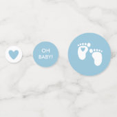 青いハートベビー足それが男の子シャワーである コンフェッティ (裏面)