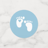 青いハートベビー足それが男の子シャワーである コンフェッティ (スモール正面)