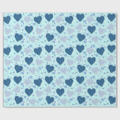 青いハートラッピングペーパー ラッピングペーパー (フラット)