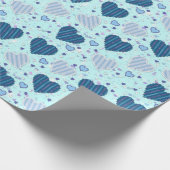 青いハートラッピングペーパー ラッピングペーパー (角)